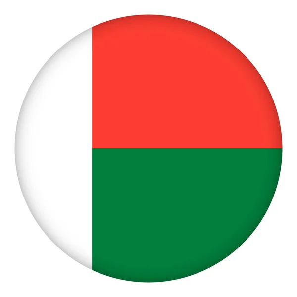 Bandera Madagascar Icono Redondo Insignia Botón Símbolo Nacional Diseño Plantilla — Archivo Imágenes Vectoriales