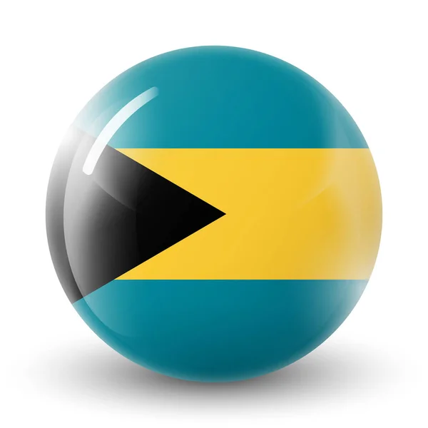 Bola Vidro Com Bandeira Bahamas Esfera Redonda Ícone Modelo Símbolo — Vetor de Stock