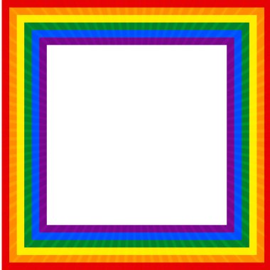 Bayrak LGBT simgesi, kare kare kare. Şablon tasarımı, vektör çizimi. Aşk kazanır. Gökkuşağı renklerinde LGBT logo sembolü. Gay gurur koleksiyonu.