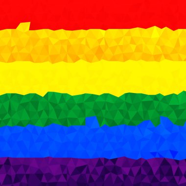 Bayrak LGBT kare simgesi, rozet veya düğme. Şablon tasarımı, vektör çizimi. Aşk kazanır. Gökkuşağı renklerinde LGBT logo sembolü. Gay gururu tekstil geçmişi. 