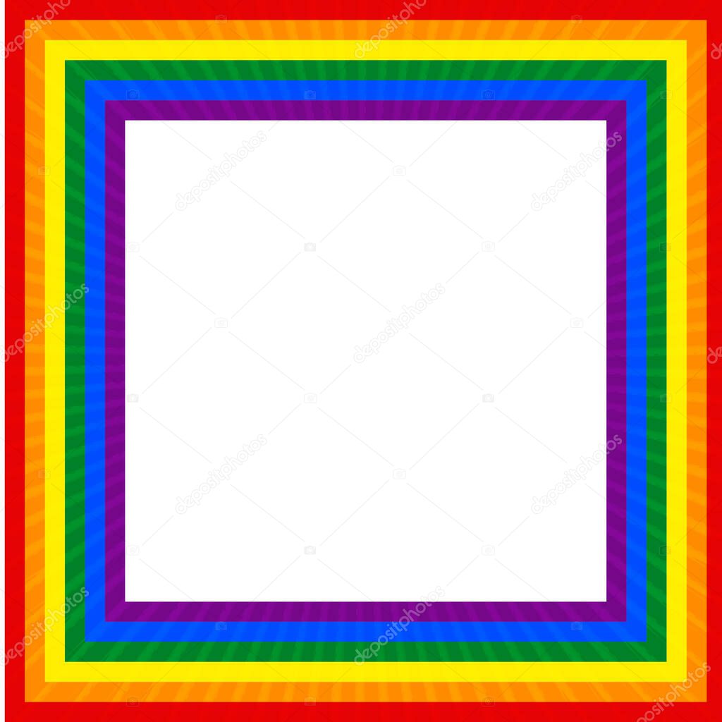 Flag LGBT icon, squared frame. Template design, vector illustration. Love wins. LGBT logo symbol in rainbow colors. Gay pride collection.