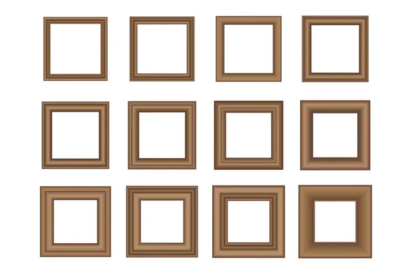 Big Set Squared Vintage Wooden Frame Your Design Vintage Cover — Stock Vector