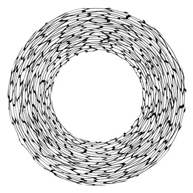 Beyaz arkaplanda soyut geometrik yuvarlak çerçeve. Davetiye, poster, kart, kartpostal için şablon tasarımı. Tatil kartı ya da tebrik kartı. Siyah ve beyaz dekoratif çizimler.