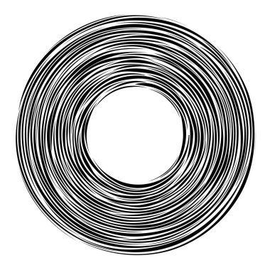 Beyaz arkaplanda soyut geometrik yuvarlak çerçeve. Davetiye, poster, kart, kartpostal için şablon tasarımı. Tatil kartı ya da tebrik kartı. Siyah ve beyaz dekoratif çizimler.