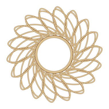 Altın çerçeve, beyaz arka planda daire şeklinde süslemeleri var. Şablon yuvarlak dantel kenar. Lüks mandala. Dekoratif tatil vektör stok çizimi. El çizimi tasarımı. 