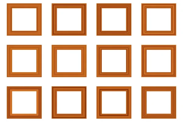 Big Set Squared Vintage Wooden Frame Your Design Vintage Cover — Stock Vector