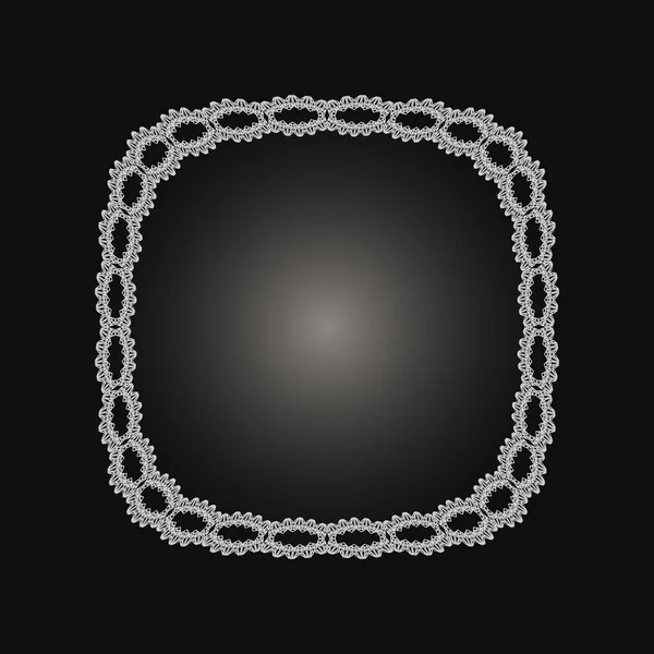 Λευκό Πλαίσιο Δαντέλα Στολίδι Κύκλο Μαύρο Φόντο Αρτ Ντεκό Πολυτελές — Διανυσματικό Αρχείο