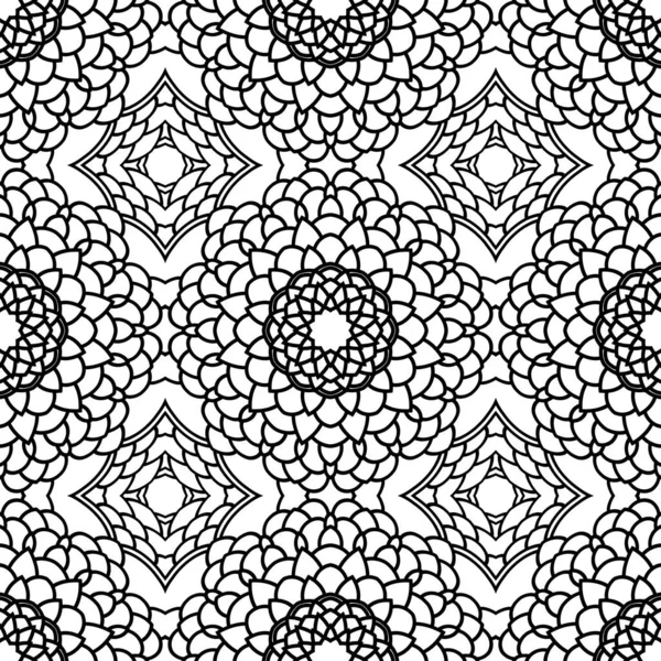 Mandala Modello Ornamento Rotondo Elementi Decorativi Vintage Bianco Nero Sfondo — Vettoriale Stock