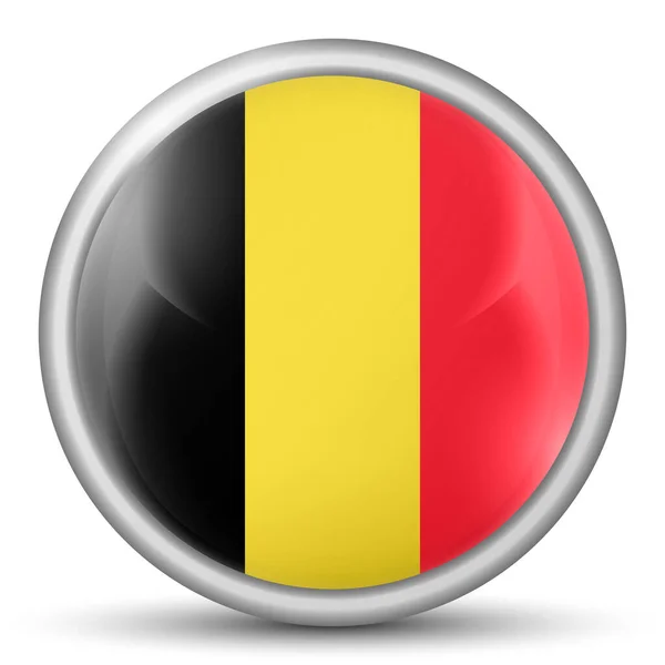 Szklana Kula Świetlna Flagą Belgii Kula Okrągła Ikona Szablonu Belgijski — Wektor stockowy