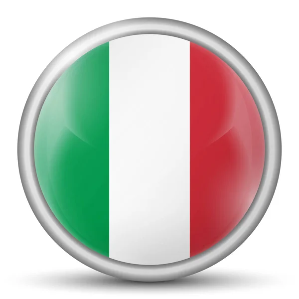 イタリアの国旗がついたガラスのライトボール 丸い球 テンプレートアイコン イタリアの国民的シンボル 光沢のある現実的なボール 白い背景に強調された3D抽象的なベクトルイラスト 大きなバブル — ストックベクタ
