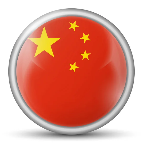 Glasboll Med Kinas Flagga Rund Sfär Mallikon Kinesisk Nationalsymbol Glänsande — Stock vektor