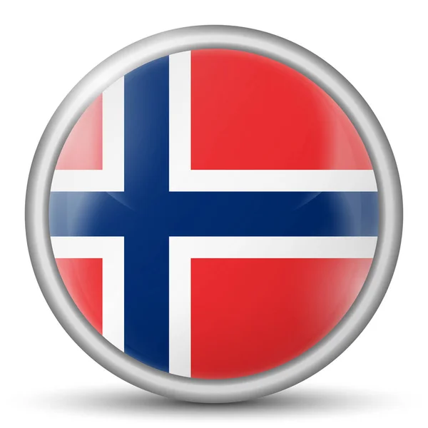 ノルウェーの国旗がついたガラスのライトボール 丸い球 テンプレートアイコン ノルウェーのシンボル 光沢のある現実的なボール 白い背景に強調された3D抽象的なベクトルイラスト 大きなバブル — ストックベクタ