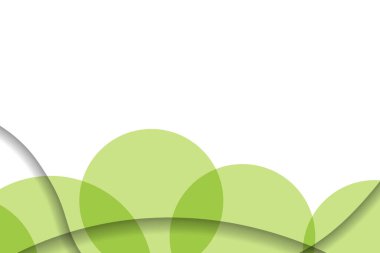 Renkli kağıt kesiği şekilli soyut bir arkaplan. Poster, pankart, kart için tasarım. Beyaz ve yeşil soyut yuvarlak çizimler. Parlak renklerin ince bir karışımı ile üç boyutlu kağıt resimler. Boşluğu kopyala.