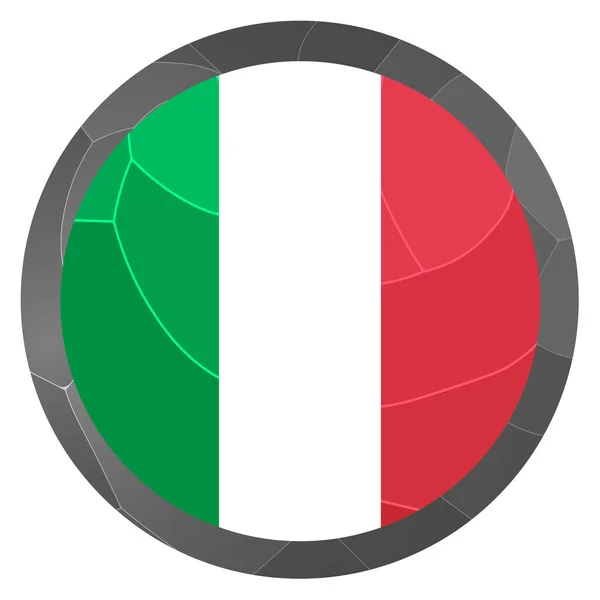 イタリアの国旗がついたガラスのライトボール 丸い球 テンプレートアイコン イタリアの国民的シンボル 光沢のある現実的なボール 白い背景に強調された3D抽象的なベクトルイラスト 大きなバブル — ストックベクタ