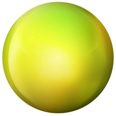 Cam sarı top ya da değerli inci. Parlak gerçekçi top, beyaz arkaplanda işaretlenmiş üç boyutlu soyut vektör çizimi. Gölgeli büyük metal baloncuk.