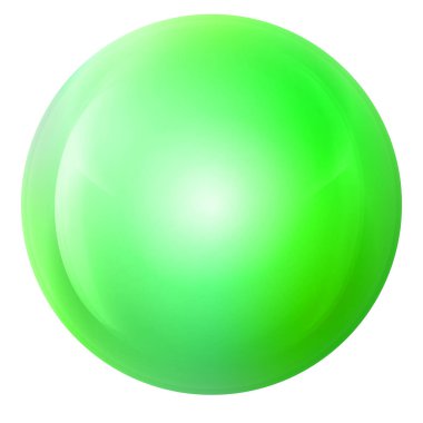 Cam neon yeşil top ya da değerli inci. Parlak gerçekçi top, beyaz arkaplanda işaretlenmiş üç boyutlu soyut vektör çizimi. Gölgeli büyük metal baloncuk.
