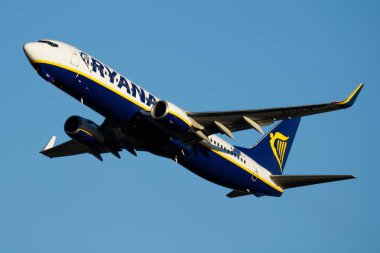 Ryanair Boeing 737-800 Ei-Dlh yolcu uçağı Madrid Barajas Havaalanı kalkış