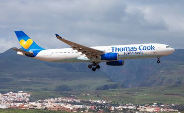 Thomas Cook İskandinavya Airbus A330-300 Oy-Vki yolcu charter uçak Kanarya, Las Palmas Havaalanı iniş
