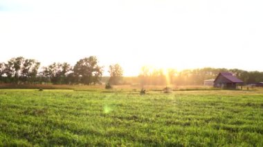 gün batımında parlak güneş köyde büyük alan