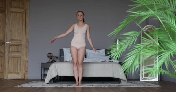 Woman Doing Yoga Room — Stock Video