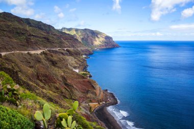 Görünüm kayalık sahil, Tenerife Adası, İspanya