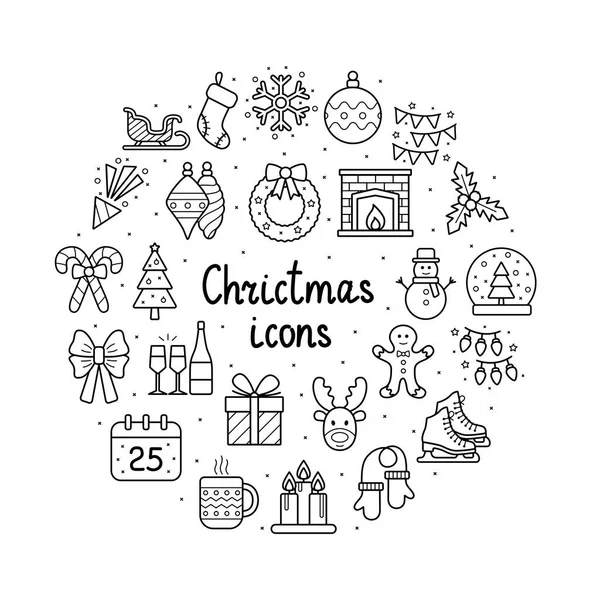 白い背景にクリスマスのアイコンのセット ベクトルイラスト — ストックベクタ