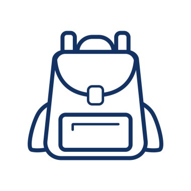 Beyaz arkaplanda sırt çantası simgesi, okul çantası, vektör illüstrasyonu