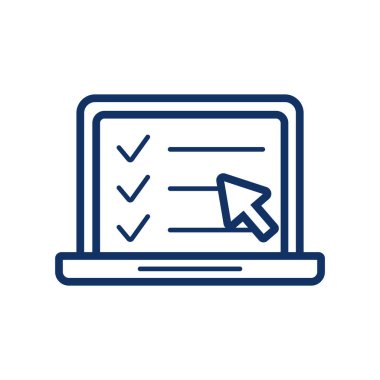 Beyaz arkaplanda dizüstü bilgisayar simgesi, vektör illüstrasyonu