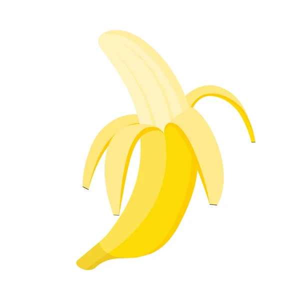 Banane Demi Pelée Sur Fond Blanc Illustration Vectorielle — Image vectorielle