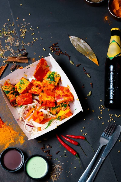 Indian food and spicy spices, stylish photos for the menu — Stock Photo, Image