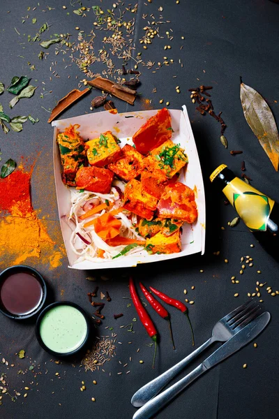 Indian food and spicy spices, stylish photos for the menu — Stock Photo, Image