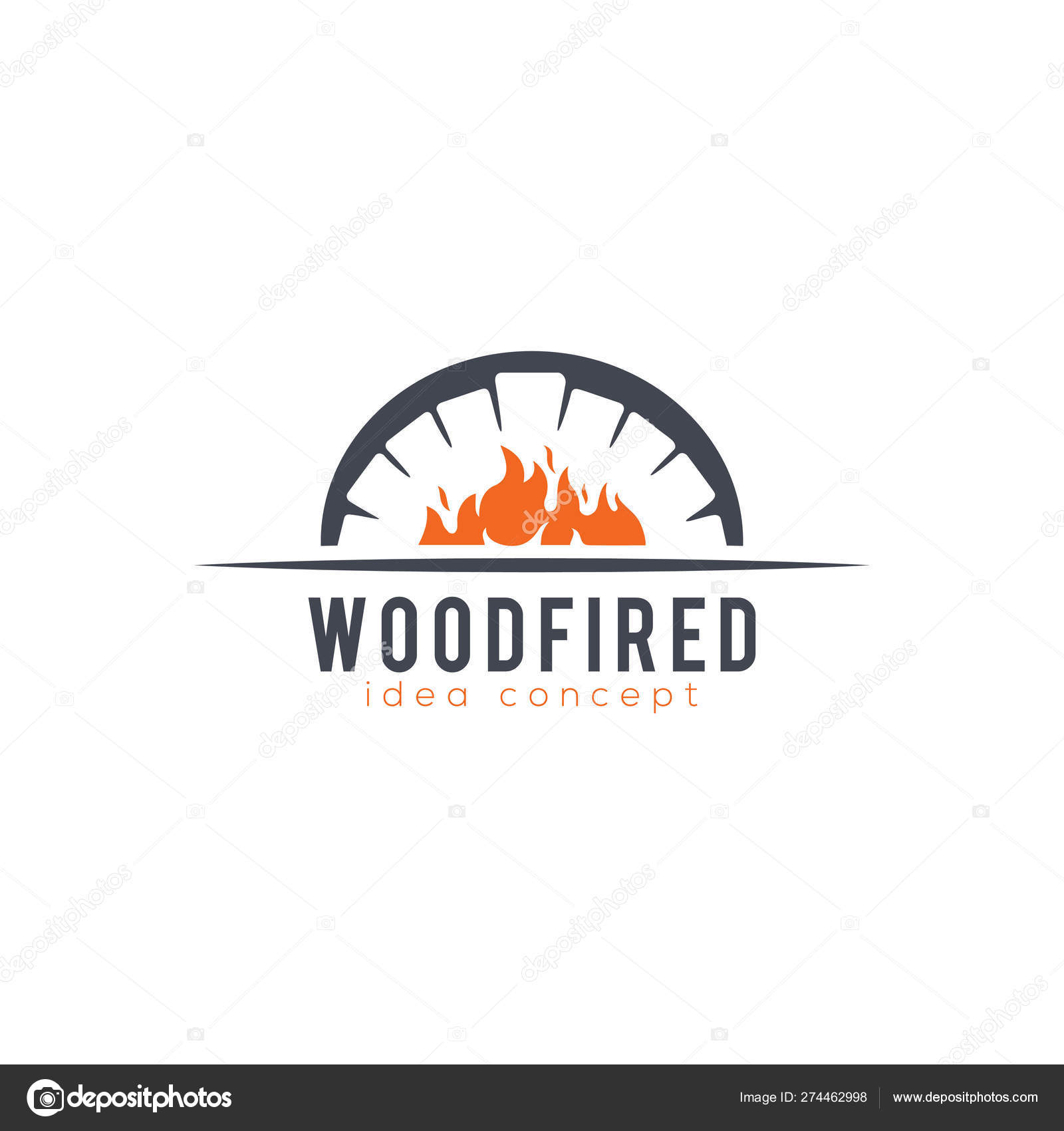 Creative Firewood Oven Wood Fired Concept Logo Design Template Stock
