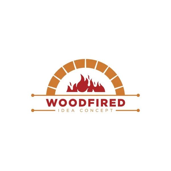 創造的な薪オーブンと木材焼成コンセプトロゴデザインテンプレート — ストックベクタ