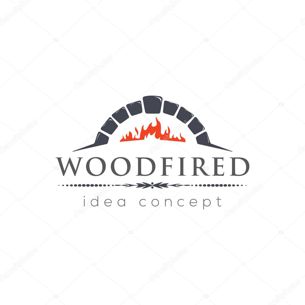 Creative Firewood Oven and Wood fired Concept Logo Design Template