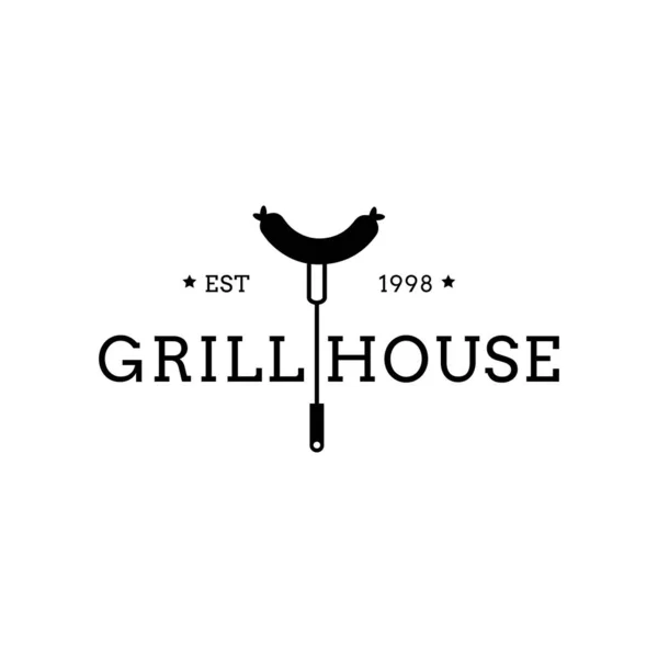 Creative Grill Restaurant Konsept Logo Tasarım Şablonu — Stok Vektör