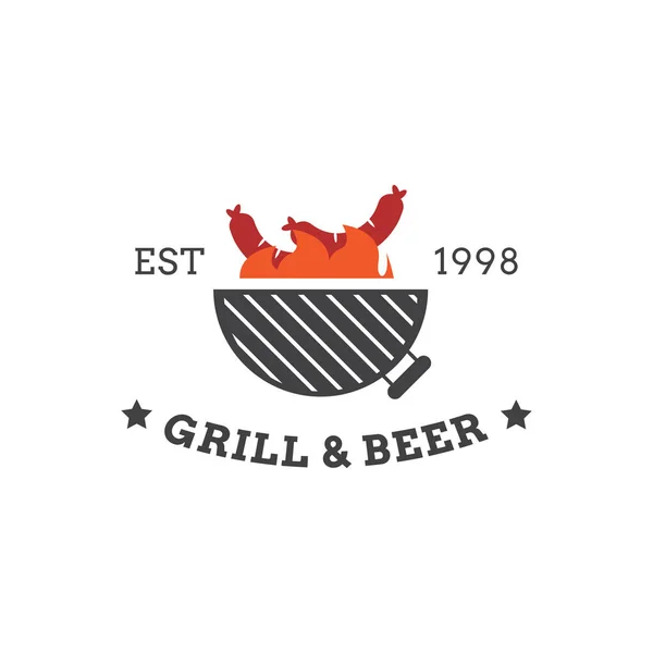 Creative Grill Restaurant Konsept Logo Tasarım Şablonu — Stok Vektör