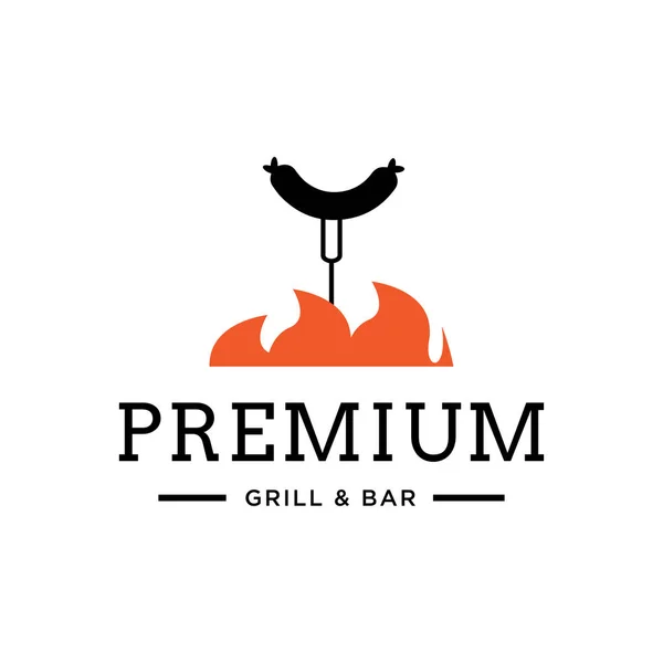 Creative Grill Restaurant Konsept Logo Tasarım Şablonu — Stok Vektör