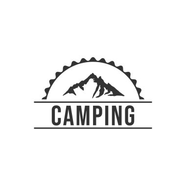 Yaratıcı Kamp Konsepti Logo Tasarım Şablonu, Siyah beyaz, Rozetler