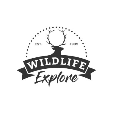 Yaratıcı Kamp Konsepti Logo Tasarım Şablonu, Siyah beyaz, Rozetler