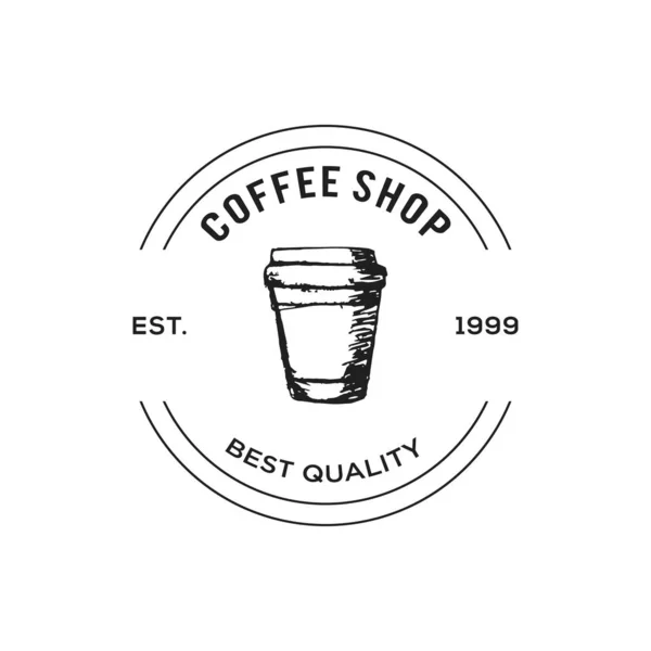 Kreative Café Konzept Logo Design Vorlage Schwarz Und Weiß Abzeichen — Stockvektor