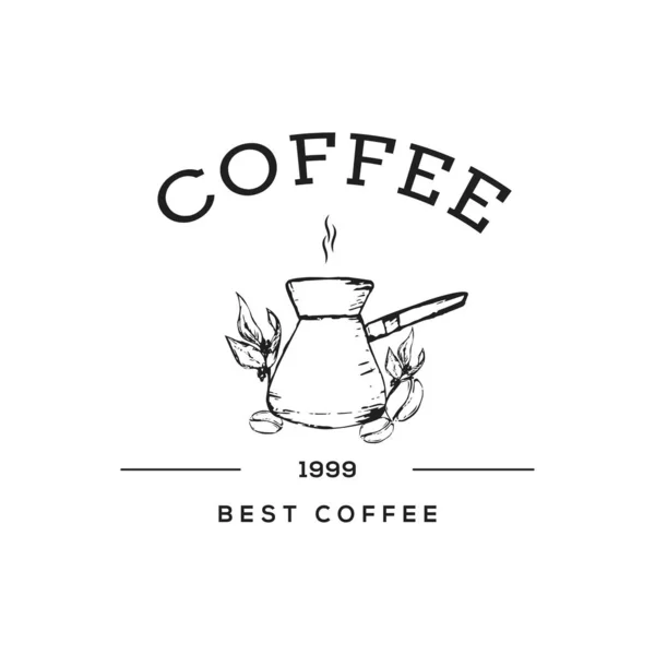 Creative Coffee Shop Concept Logo Design Template Black White Badges — стоковый вектор