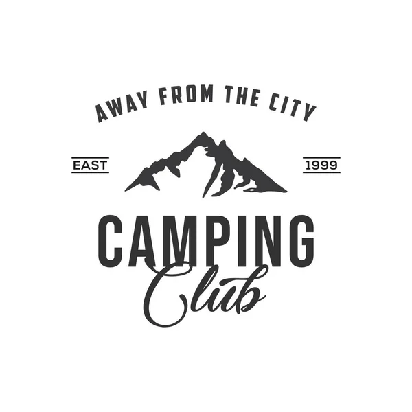 Creative Camping Concept Logo Design Template Bianco Nero Distintivi — Vettoriale Stock