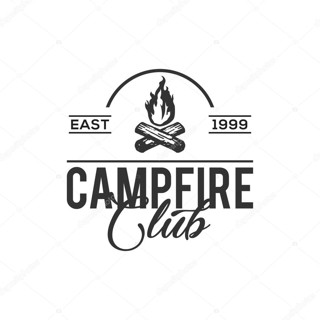 Creative Camping Concept Logo Design Template, Black and White, Badges
