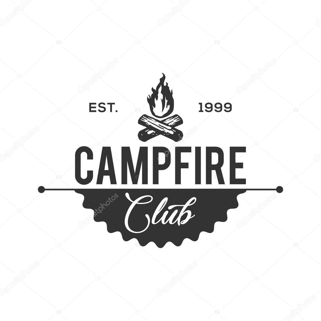 Creative Camping Concept Logo Design Template, Black and White, Badges