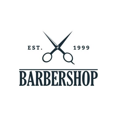 Berber dükkanı Logo Tasarım Şablonu, Rozetleri ve Amblemi