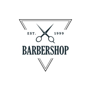 Berber dükkanı Logo Tasarım Şablonu, Rozetleri ve Amblemi