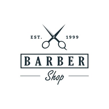 Berber dükkanı Logo Tasarım Şablonu, Rozetleri ve Amblemi