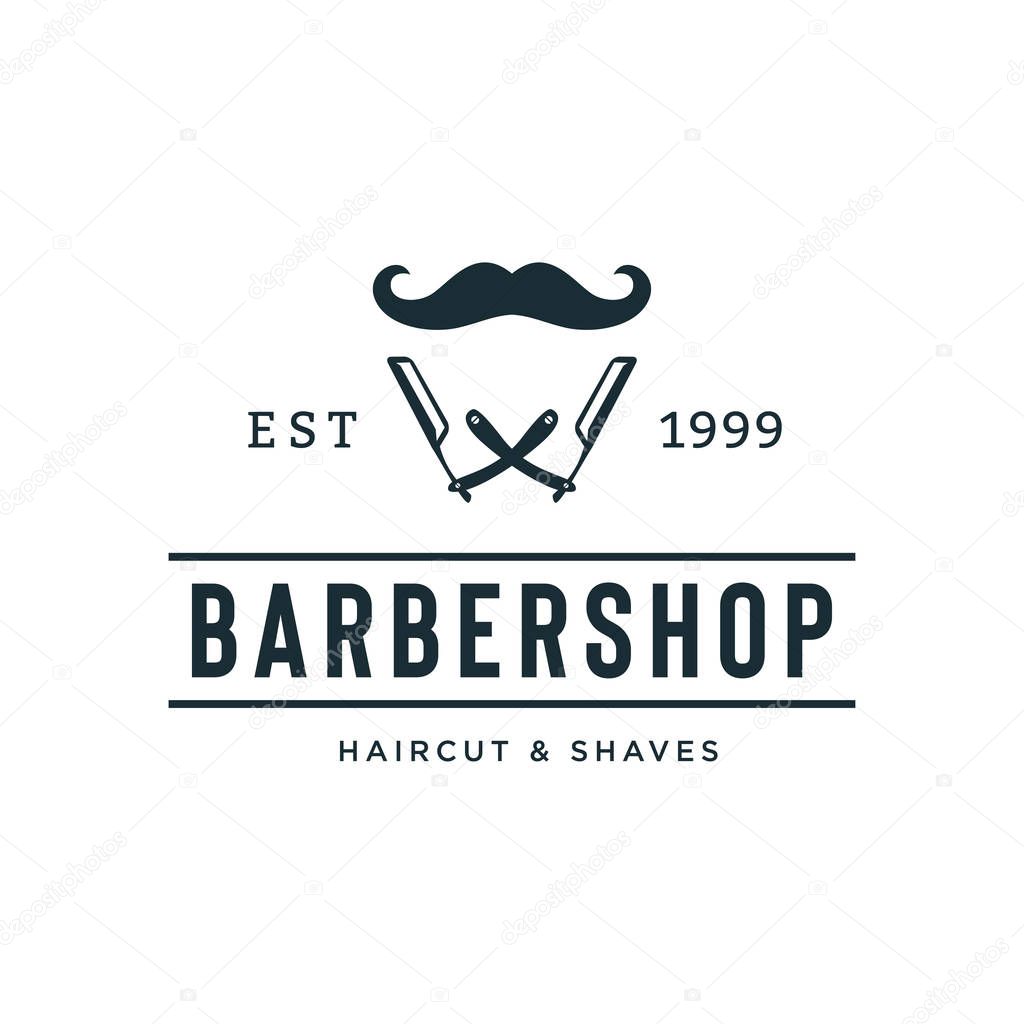 Barber shop Logo Design Template, Badges and Emblem
