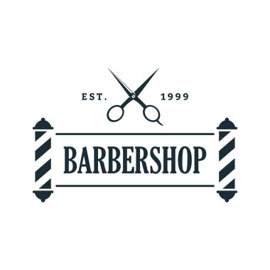 Berber dükkanı Logo Tasarım Şablonu, Rozetleri ve Amblemi