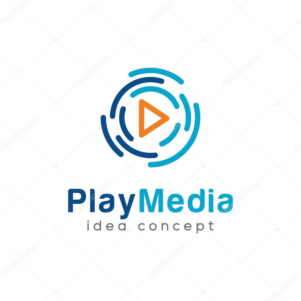 Play Media Concept Logo Design Template